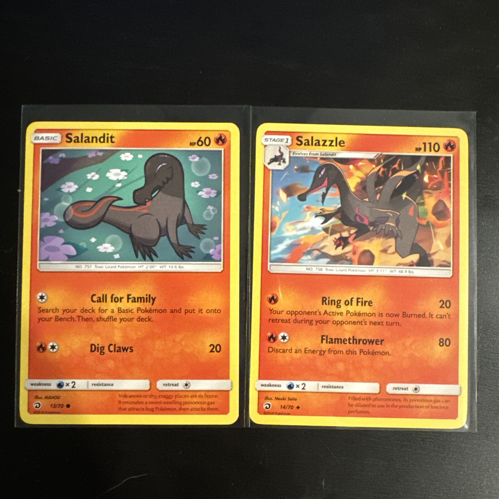 Salandit 13/70 and Salazzle 14/70 Uncommon | SM: Dragon Majesty | Pokemon Card