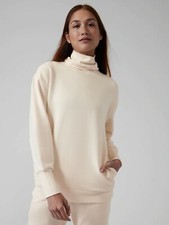 Athleta Balance Cinch Turtleneck Sweatshirt,Chantilly Cream SIZE S 657531 W0307