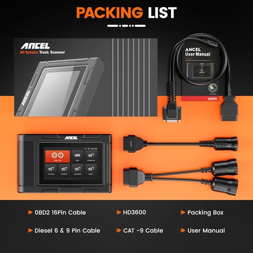 ANCEL HD3600 Heavy Equipment Diagnostic Tool with DPF Regen Truck Scanner Tool - Picture 9 of 9