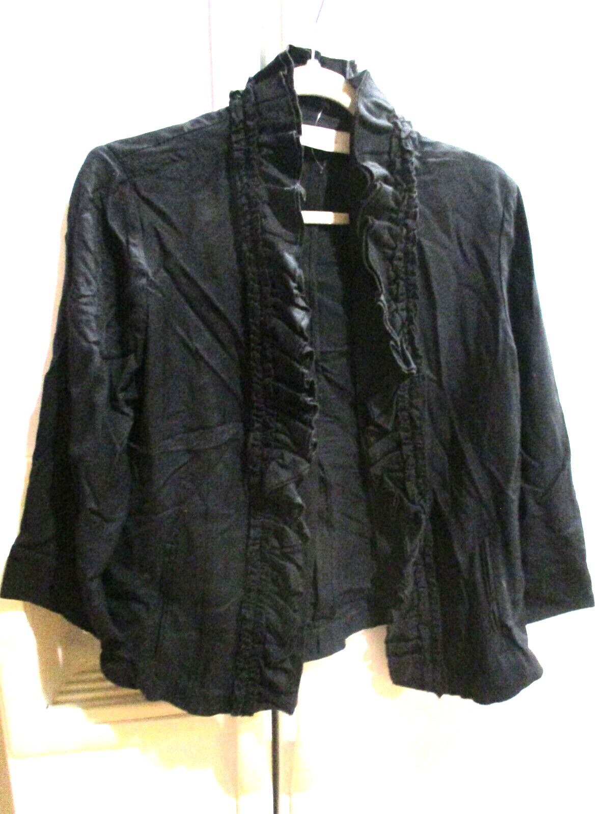 Chicos Cardigan Jacket Solid Black With Ruffles W… - image 1