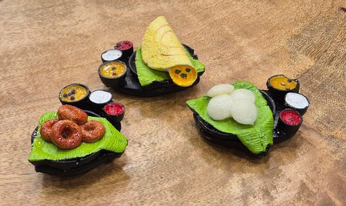 3pcs Fridge Magnet Dosa Idli Vada South Indian Food Miniature 3D Fridge Magnet