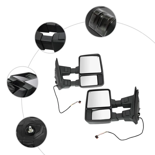 Tow Mirror Power  Telescoping Heated Smoked Signal Pair for Ford 2008-16