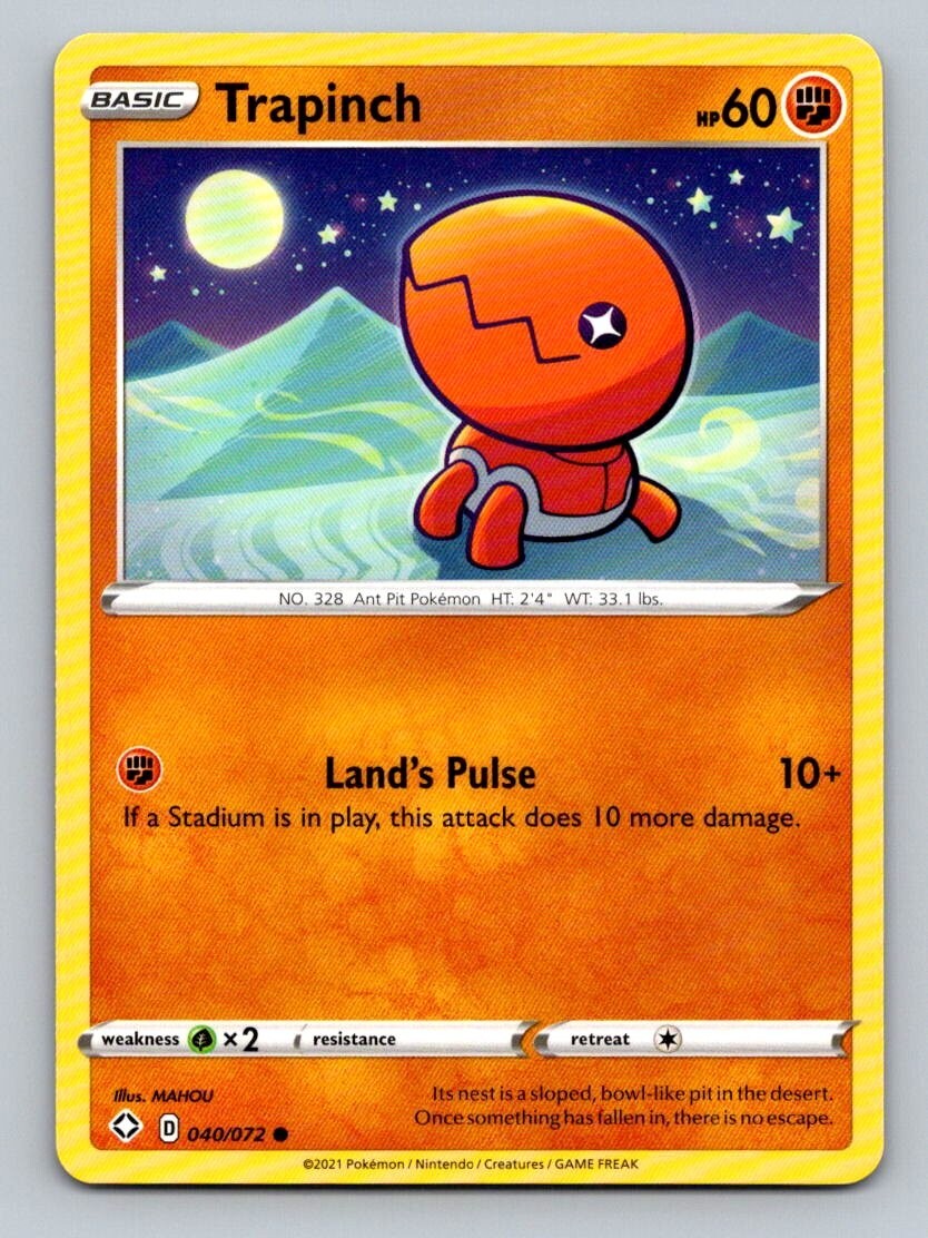 2021 Pokemon Card Shining Fates Trapinch 40/72