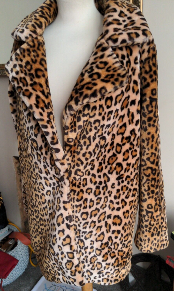 Nasty Gal Born to Be Wild Leopard Faux Fur Coat XS BNWT