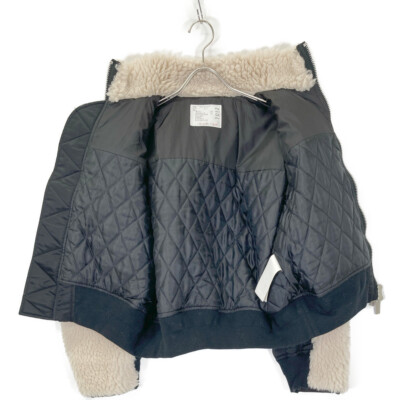 sacai 23AW 23-07012 Black x Ecru Faux Shearling x Nylon Twill Mix  