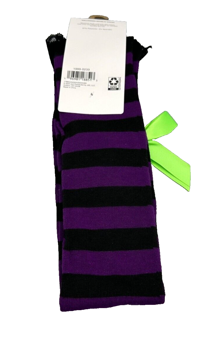 Cosplay Over The Knee Striped Socks Purple & Black Halloween