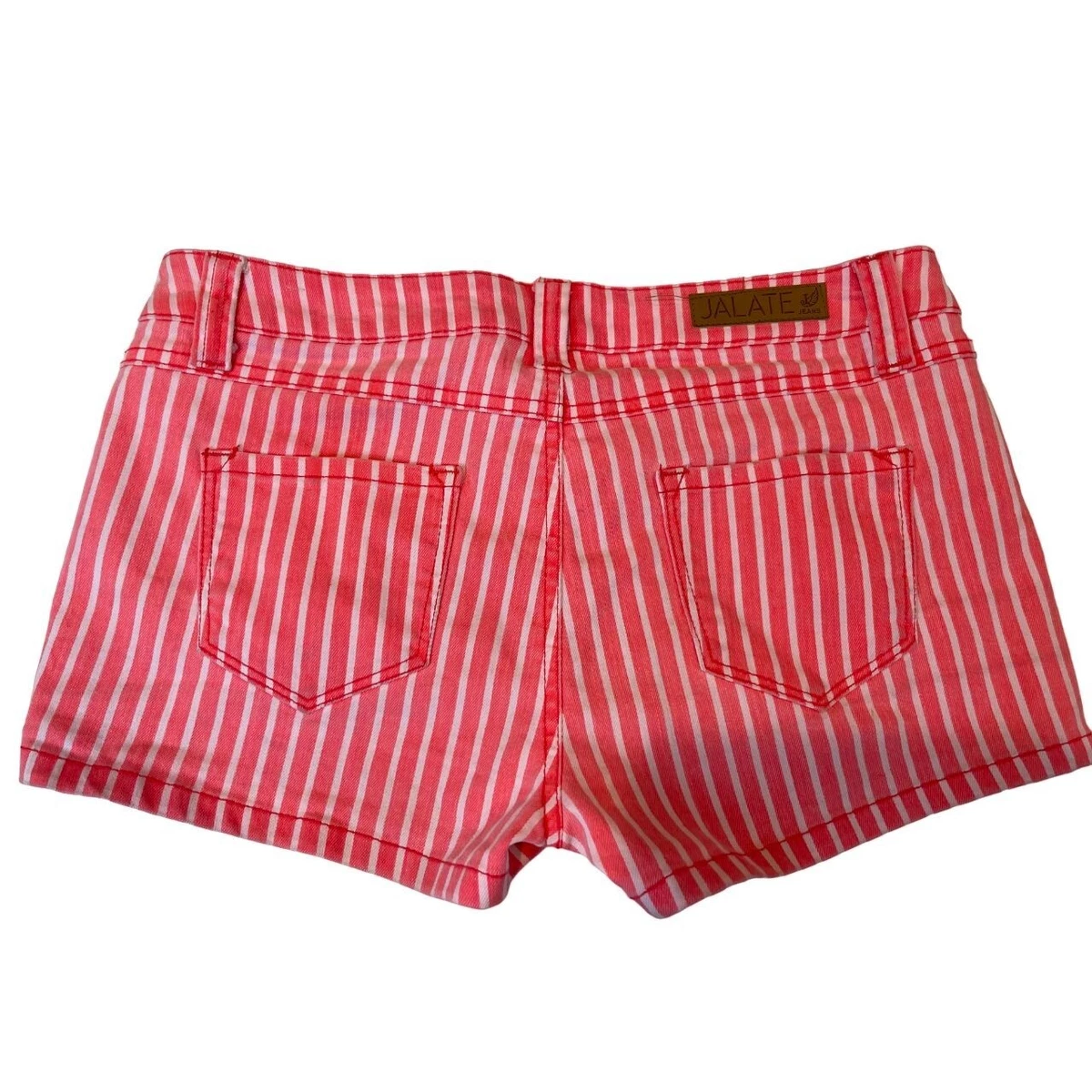Red and white shop striped shorts womens