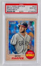 2017 Topps Heritage BRYCE HARPER - PSA 10 Throwback Variation SSP #427 Nationals
