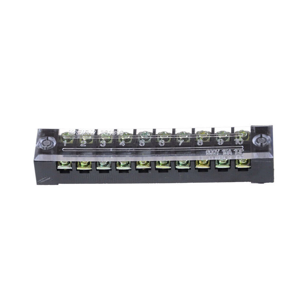 600V 15A Wire Barrier Dual Row Screw Terminal Panel TB-1510L 2X Block 10Position - Image 4 of 4