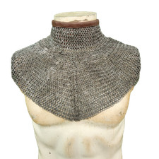 9mm chain mail collar , neck protection with leather , Stainless Steel Rings