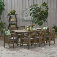 Bowdon Outdoor 8 Seater Expandable Acacia Wood Dining Set