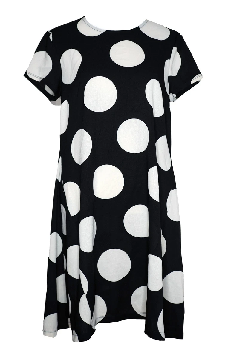 DONNA MORGAN 4 Dress Black White Large Print Polka Dot Swing Mod