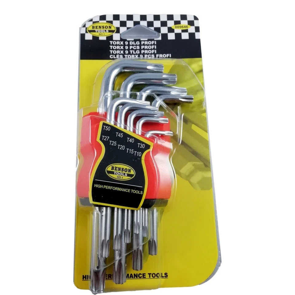 Jeu de 9 Clés Torx étoile Chrome Vanadium Bricolage Mécanique T10 à T50 - Photo 1/1