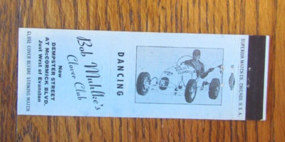 CAR RACING DRIVER MATCHBOOK COVER: BOB MUHLKE EVANSTON, ILLINOIS MATCHCOVER -B4