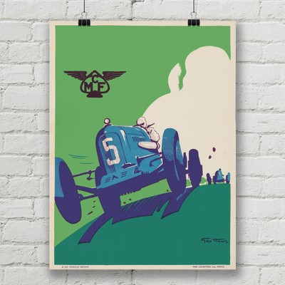 Vintage Car Racing Poster By Geo Ham Canvas Art Print Wall Decor Art Posters Art