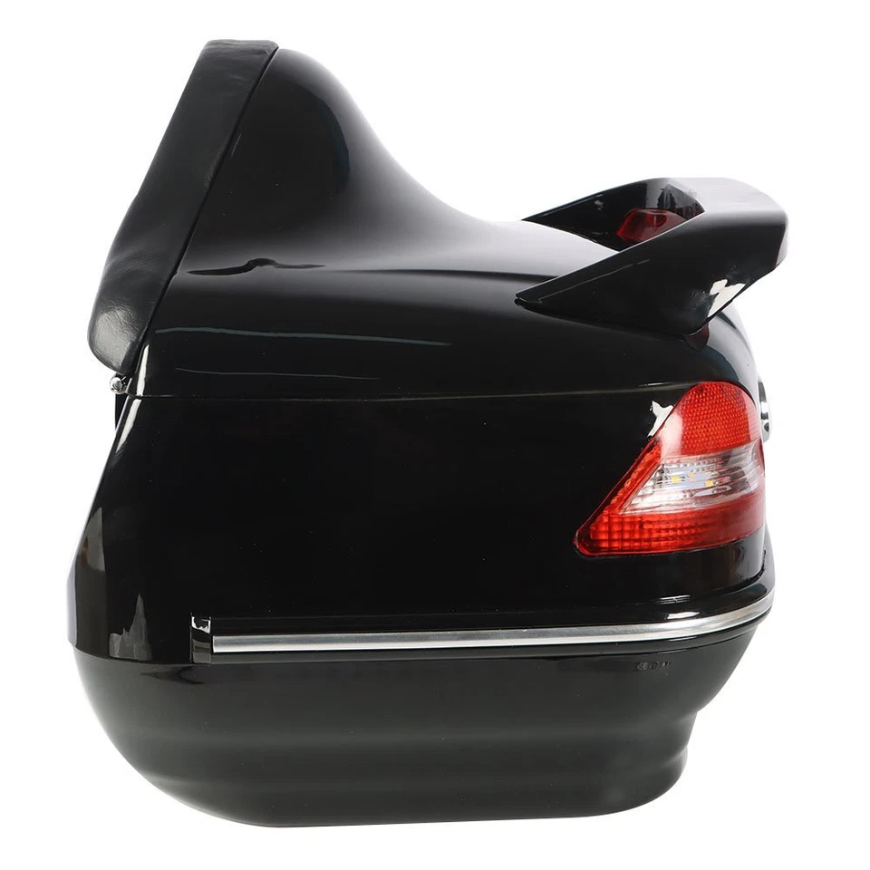 Black Universal  Motorcycle Tour Pack Trunk Luggage Tail Box Pack W/ Tail Light - Image 4 of 4