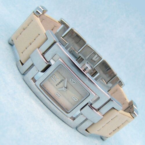 Fossil Damenuhr Armbanduhr Damen Edelstahl Leder beige ES-1849 5ATM Bat neu S162 - Bild 1 von 2