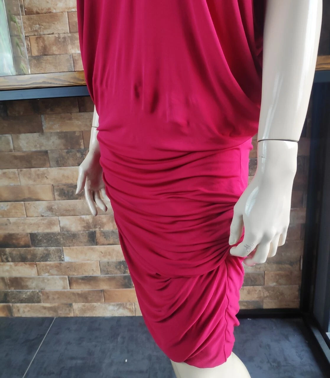 ALEXANDER MCQUEEN Autentico abito drappeggiato 2012 foderato stretch nuovo 40 IT