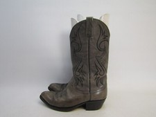 Mens Size 9 EW Gray Leather Cowboy Western Boots