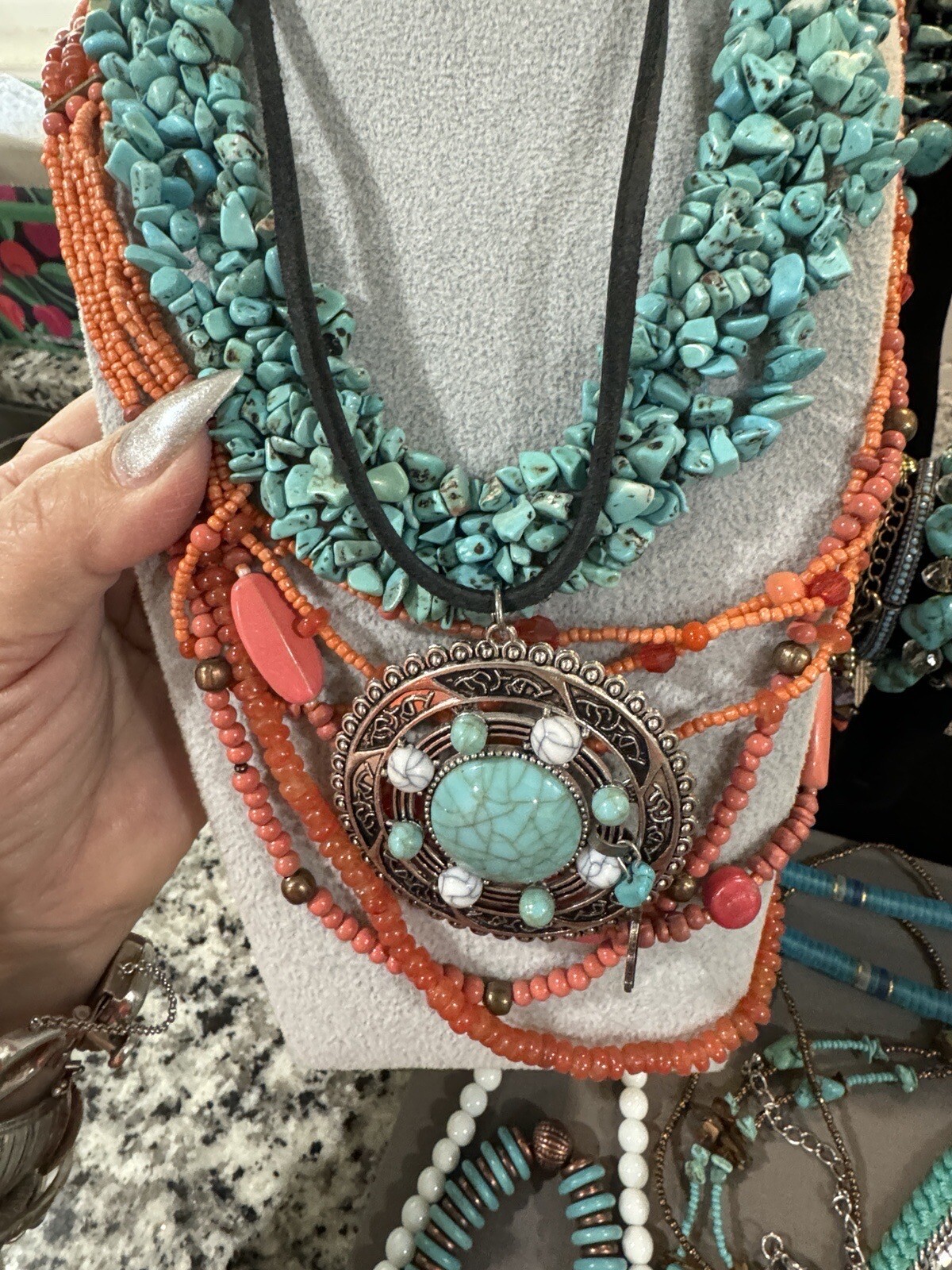 Southwestern Costume Jewelry Large Lot Necklace Bracelet Turquoise Over