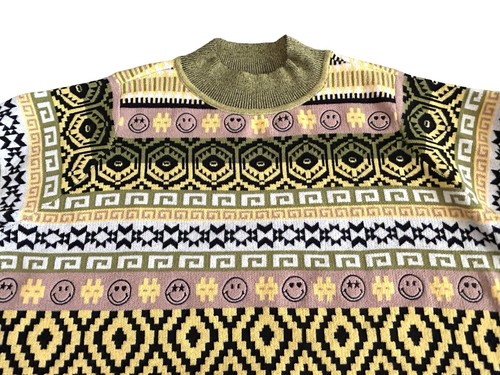 LOGO by Lori Goldstein x Smiley World Women’s Sweater Fair Isle Size XL Yellow - Picture 6 of 12