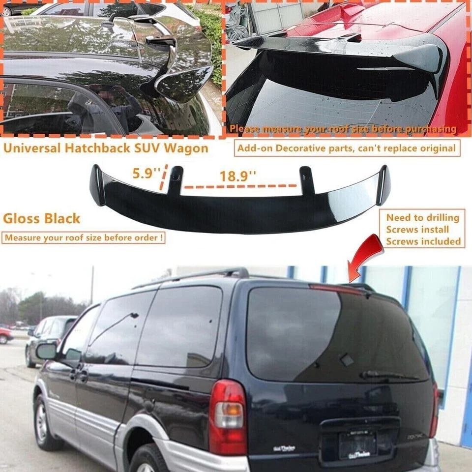 51'' Rear Trunk Window Roof Spoiler Wing Matte Black For Dodge Caravan 2001-2007 - Изображение 4 из 4