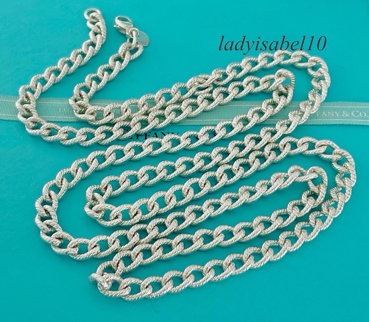 Tiffany Men's Textured Twist Necklace Unisex Silver 101 gr w/  Box