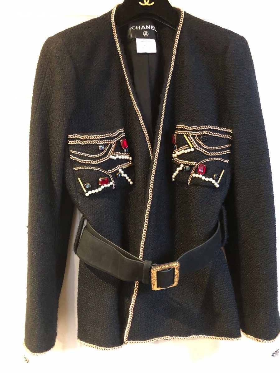 CHANEL VINTAGE 09A PARIS-MOSCOW TWEED BLACK JEWELED JACKET