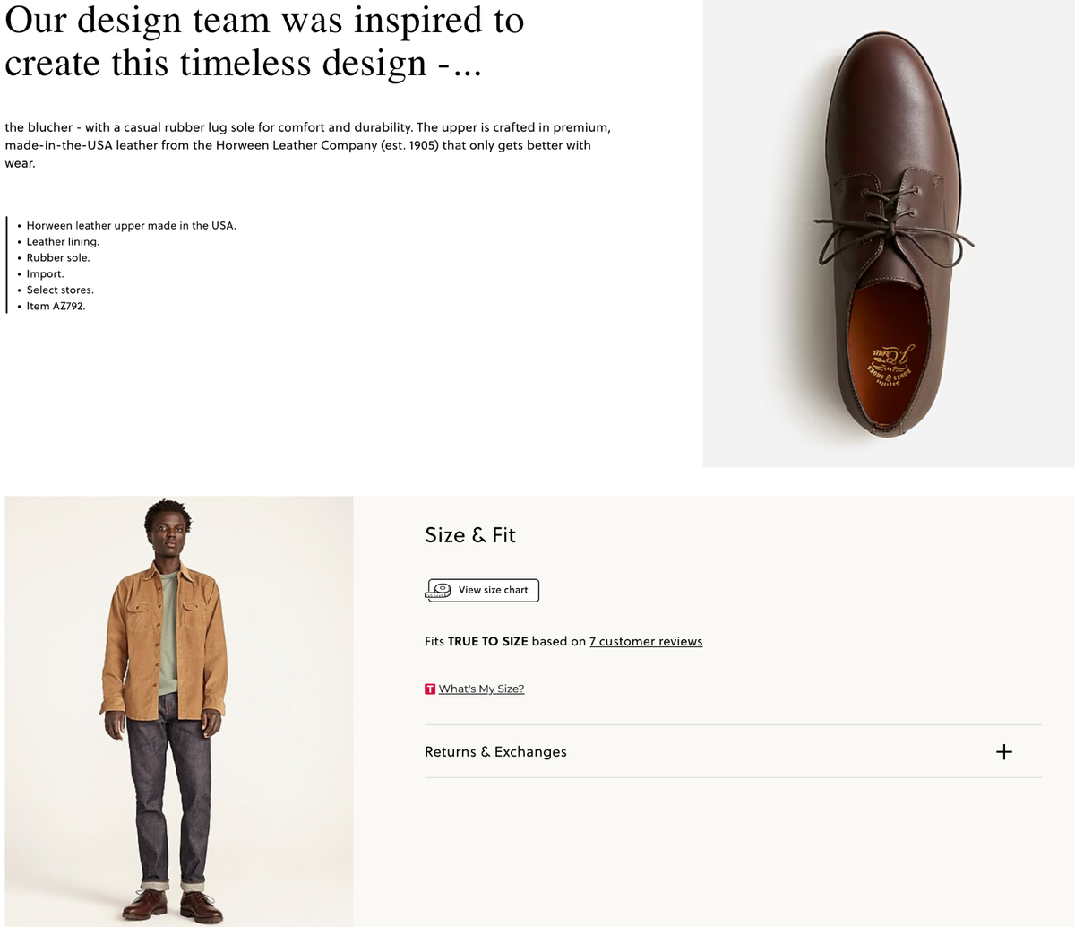 J. CREW Camden leather bluchers in Rich Espresso Size 10 1/2 NWOB $248 AZ792 Camden Loafers With Leather Soles For Men | J.Crew main image 2