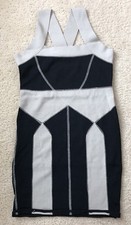 H&M Color Block Brown & Black Bodycon Short Evening Night Dress Size Small