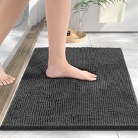 Badezimmerteppich Rutschfest 80X50Cm Super SaugfäHig Waschbar Dunkelgrau Dusche