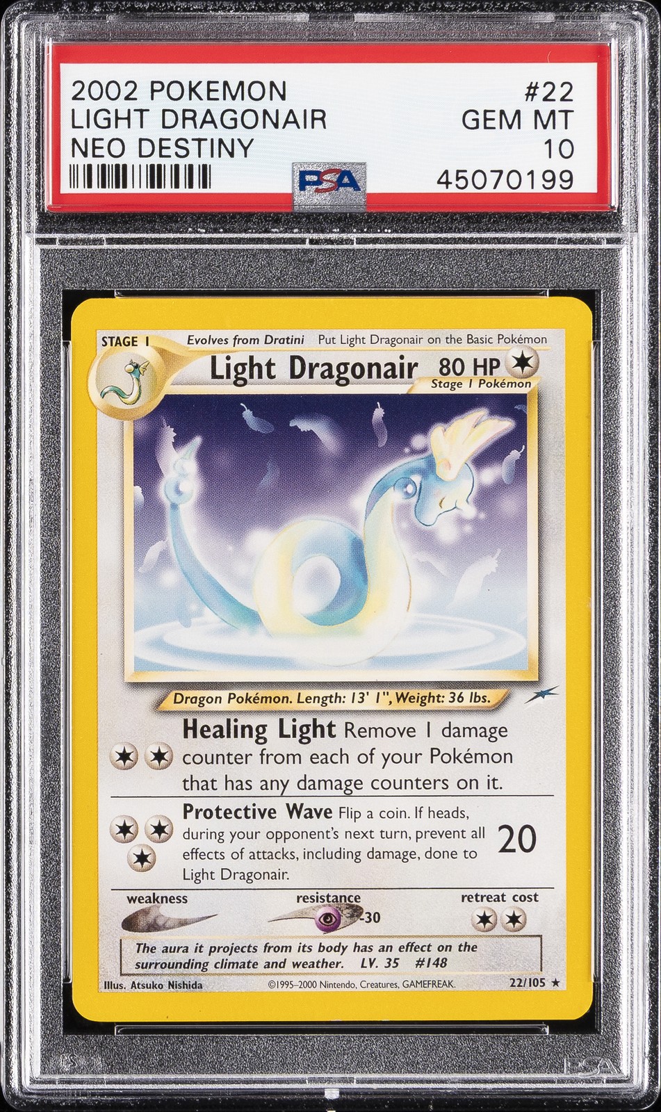 2002 POKEMON NEO DESTINY #22 LIGHT DRAGONAIR PSA 10