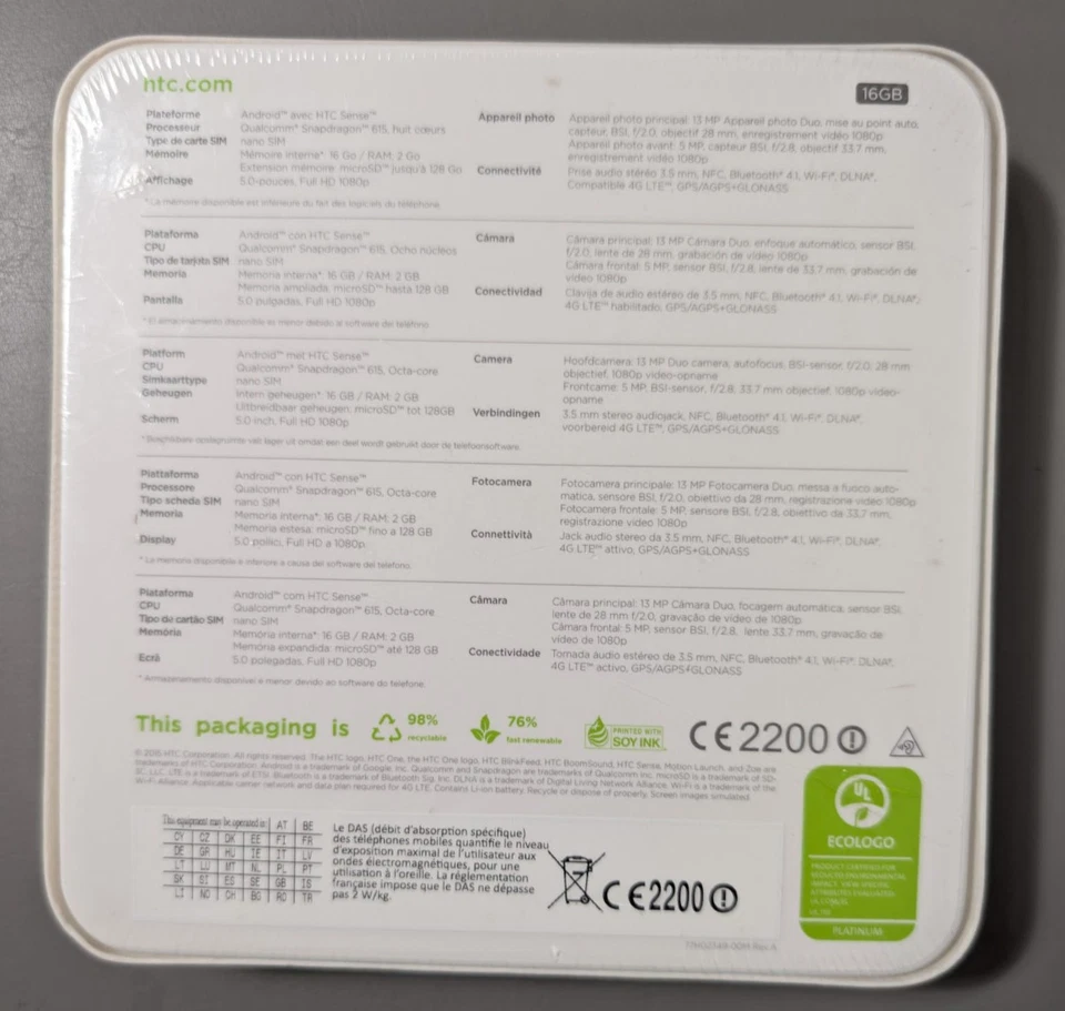 HTC One M8s 16GB Grau Smartphone /Handy mit OVP Unbenutzt! in Folie! - Bild 2 von 4