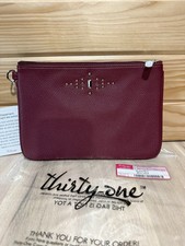 Thirty One Ruby Mini Pouch  Deep Merlot Pebble W/ Gems, New In Bag
