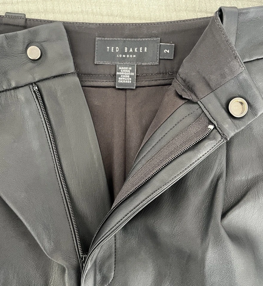 TED BAKER Women’s Pawa Faux Leather Shorts Size 2 - Image 3 of 4