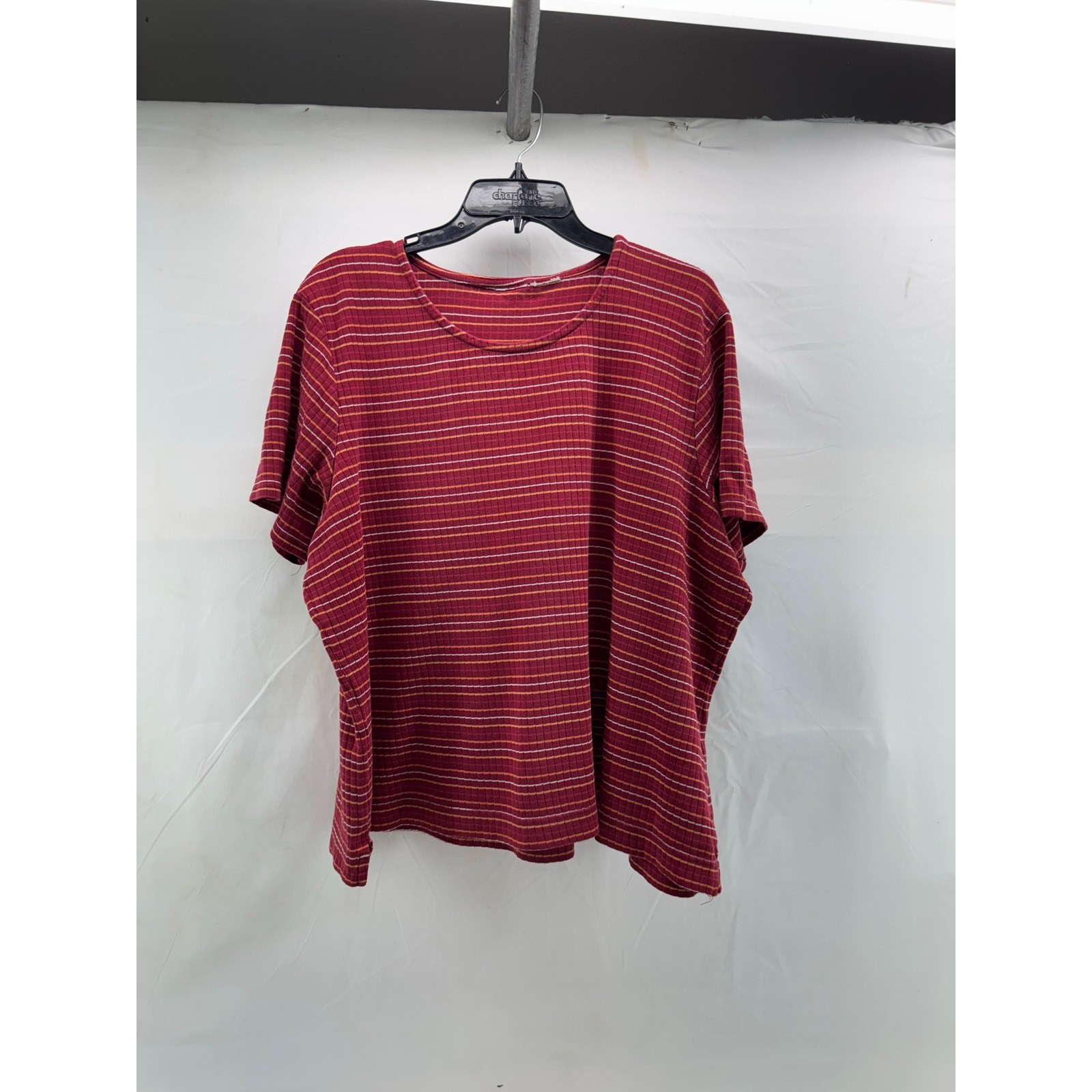 ALTRA T shirt donna vintage a righe rosse senza etichette 2XL