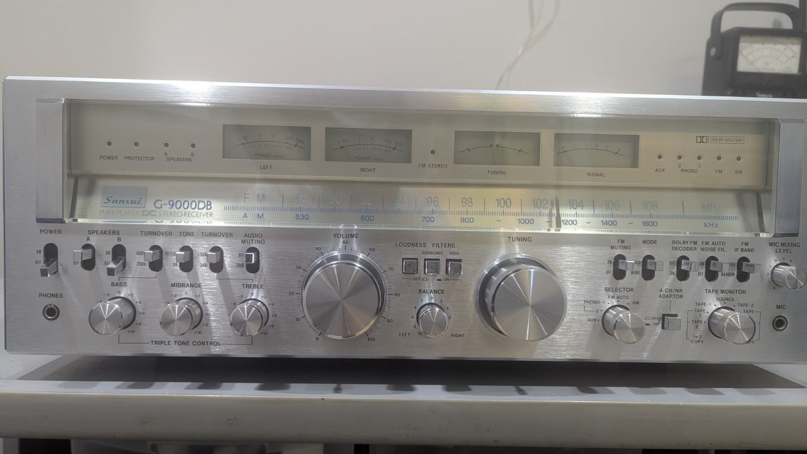 Sansui G-9000DB Vintage Stereo Receiver Silver Face Wood Case