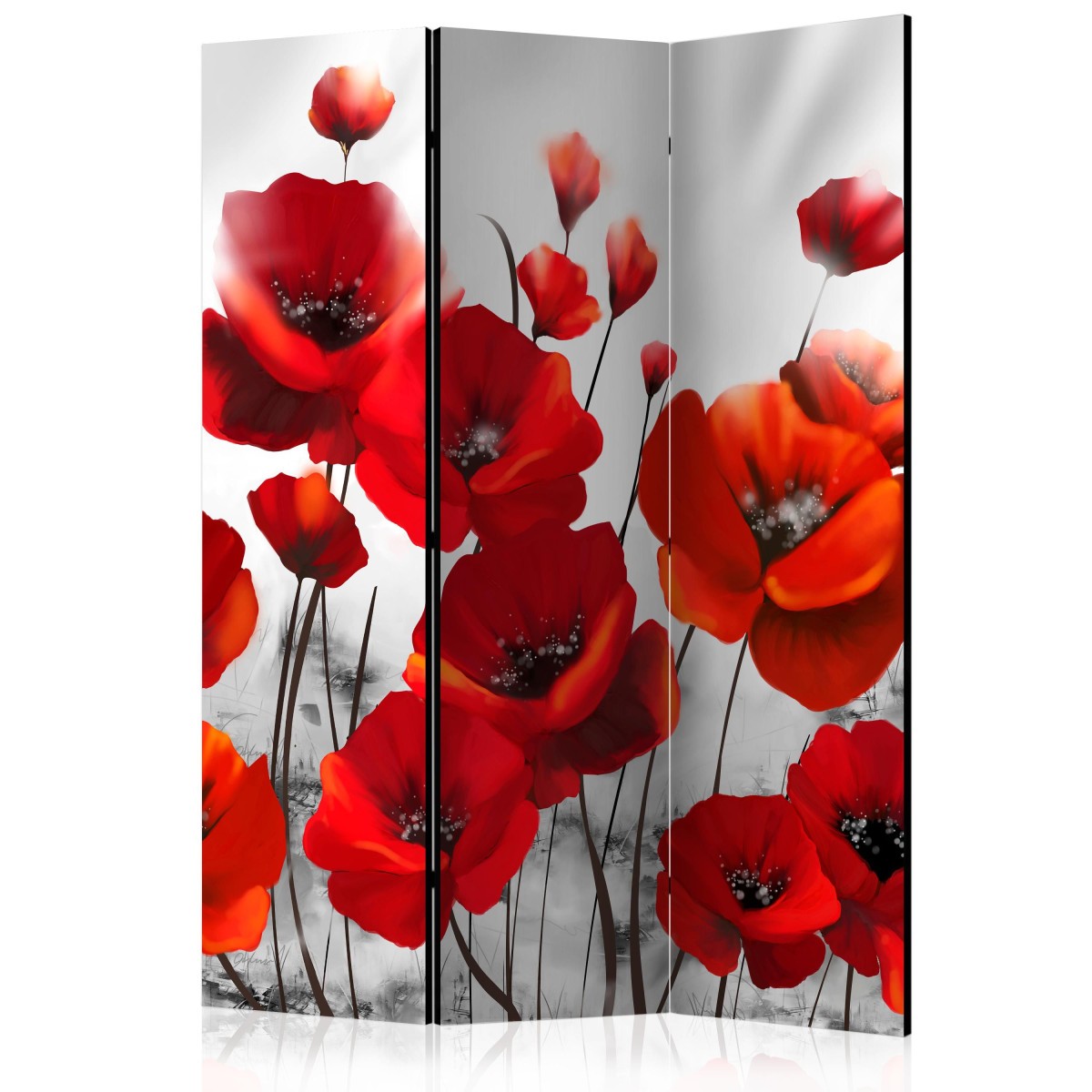 Paravent 3 volets Poppies in the Moonlight II cloison amovible de chambre 135x172