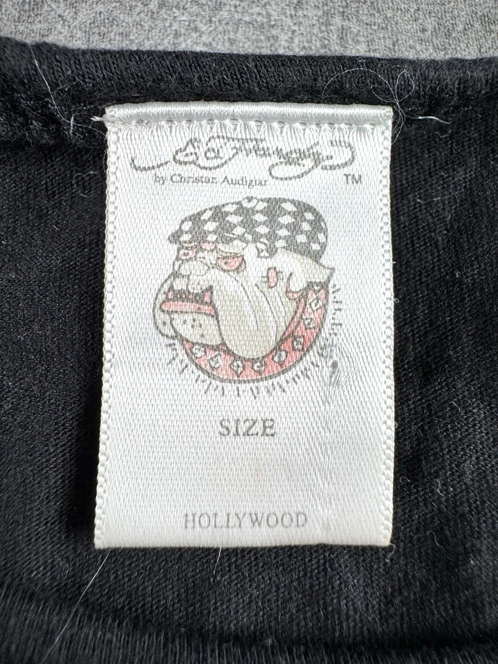 Ed Hardy T-shirt femme S noir/rouge strass motif crâne graphique manches courtes - Photo 3/4