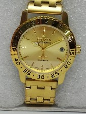 Citizen 21 Jewels Men's Wrist Watch Black Gold Dial With Gold Plated Strap