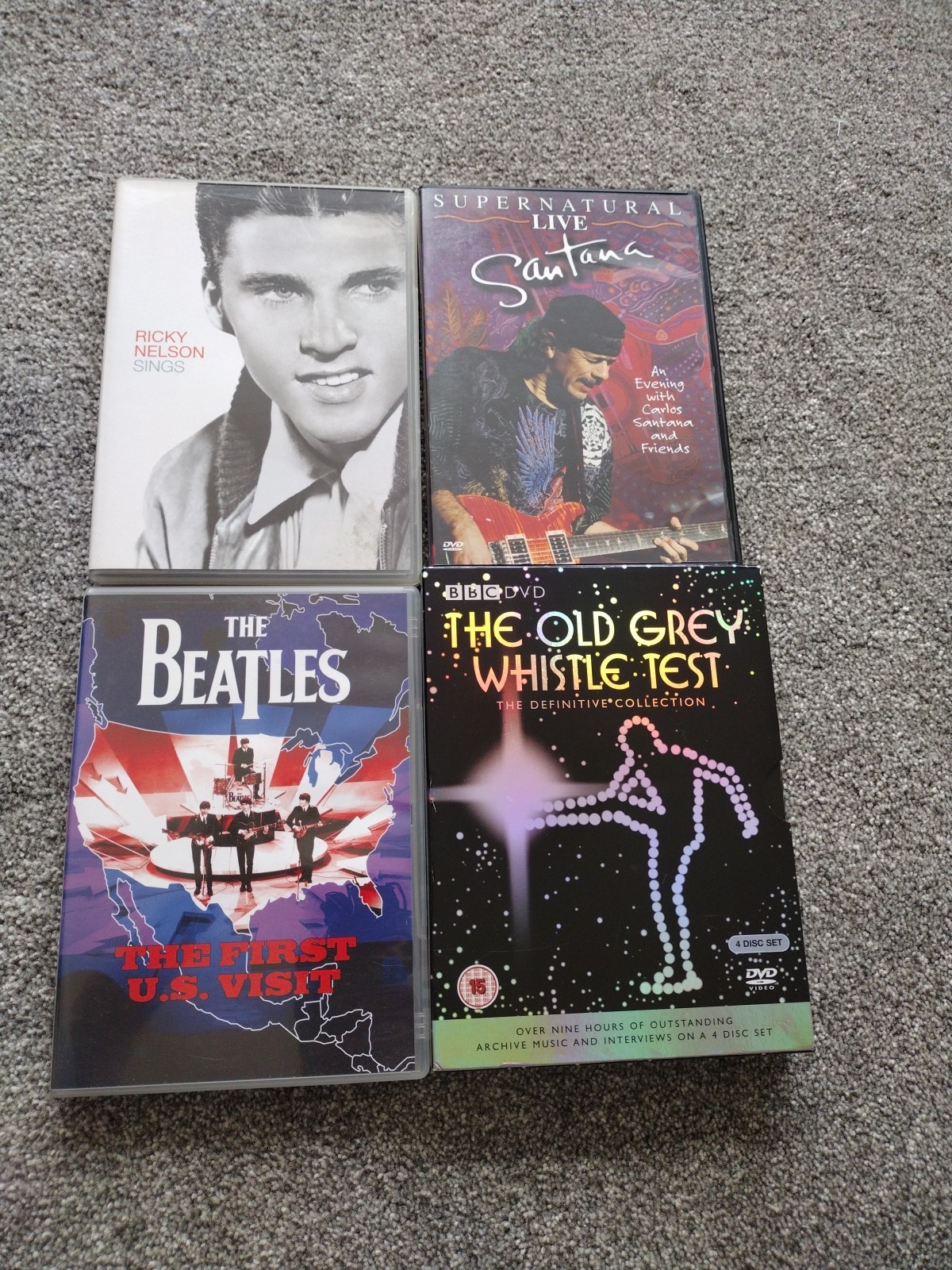 4 x DVD Old Grey Whistle, Santana Live, The Beatles 1st US Visit, Ricky Nelson