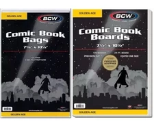 NEW 100 Pack  BCW Golden Age Comic Book Bags 7 5/8”x 10 1/2” &  Boards Acid Free