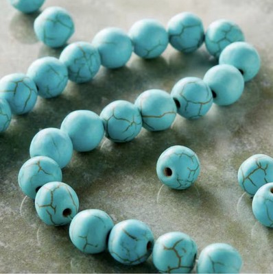 Turquoise Dyed Howlite Round Beads, 8mm by Bead Landing
