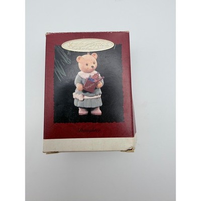 Hallmark Keepsake Ornament Daughter Teddy Bear Holding Gift  1996