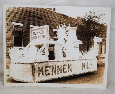 Vtg 8'' x 10'' B&W Photograph Mennen Pure Milk Co. Lafayette Indiana Parade Float
