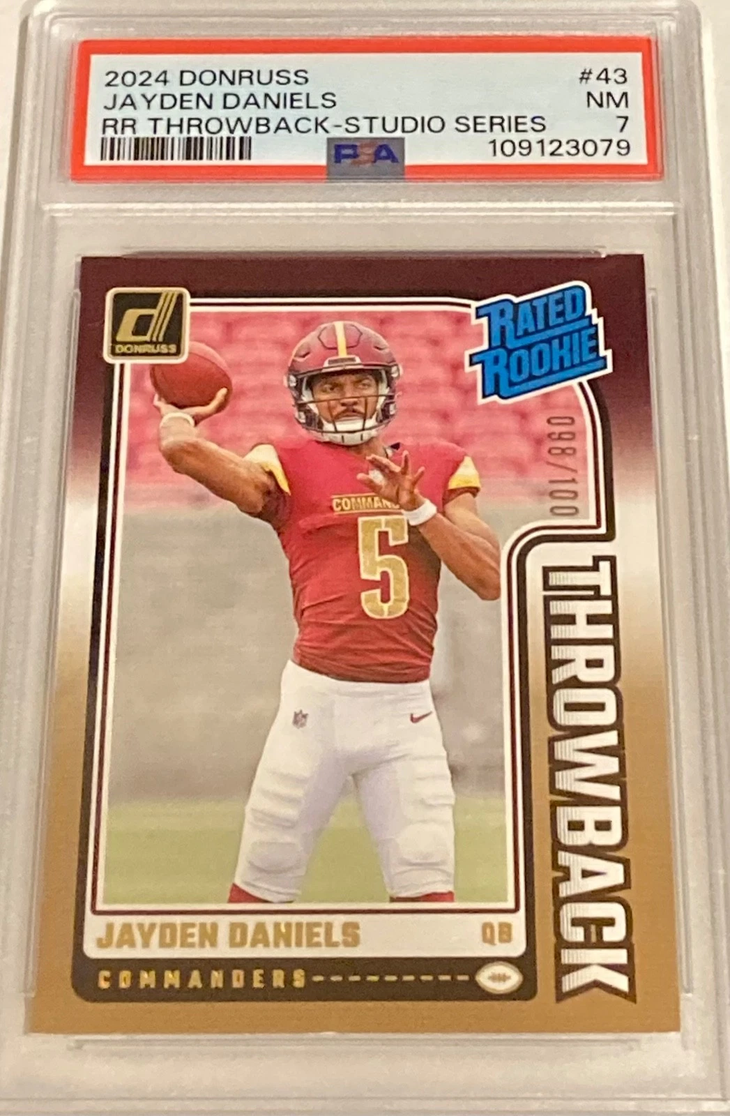 Jayden Daniels Panini Donruss Rated Rookies Throwback #43 Studio Series