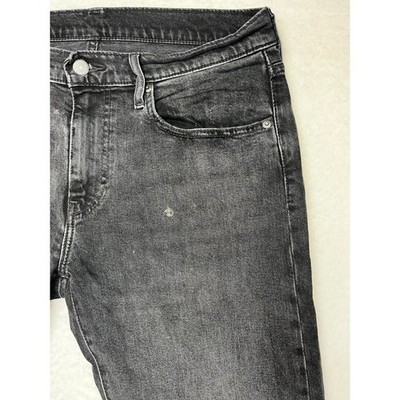 Levi's Jeans Mens 31x32 Black 502 Premium Tapered Fit Distressed Raw Hem Denim