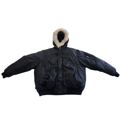 Sean John Down Filled Puffer Coat Lamb Fur Hood Size 2XL Black Hip Hop Rap Y2K 