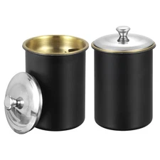 2pcs Car Ashtray with Lid Stainless Steel Smokeless Smell Butt Bucket, Black