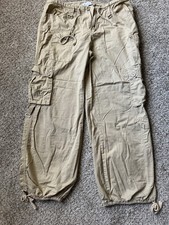 Angel Kiss Women Cargo Pants Beige Khaki Utility Drawstring Size M 52